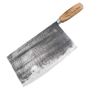 老式一体菜刀防滑木柄铁匠手工锻打高碳土钢玄铁菜刀家用斩切两用