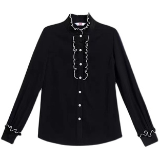 2025新款春秋红色洋气小衫女士衬衫时尚衬衣设计感小众上衣雪纺衫