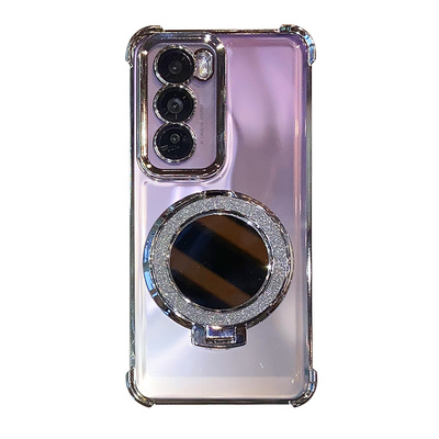 镜子磁吸支架适用oppoReno12Pro手机壳透明新款reno11高级感女10四角气囊9p镜头全包防摔8超薄7软硅胶6套5/5K