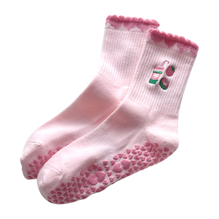 2026春夏专业瑜伽袜子女运动防滑纯棉中筒袜普拉提室内健身地板袜