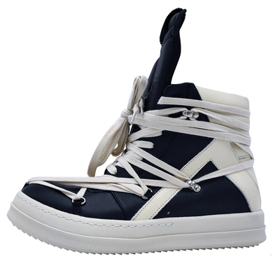 ro真皮厚底透气短靴铆钉高帮鞋