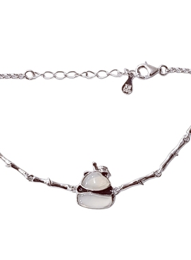 足银999纯银竹节熊猫手链女