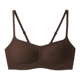 ubras无尺码小奶皮轻褶低领文胸背心式内衣女春夏胸罩无痕粉底液