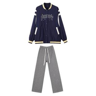 棒球服套装初中生女生秋冬休闲时尚大童高中学生运动服两件套流行