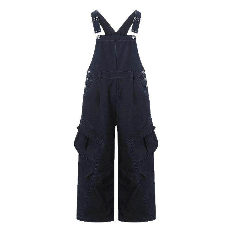 美式复古工装风女牛仔背带裤2025新款时尚直筒炸街宽松阔腿连体裤