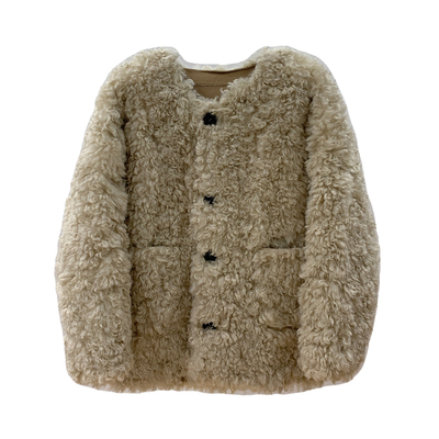 仿半卷托斯卡纳羊毛皮草冬季外套