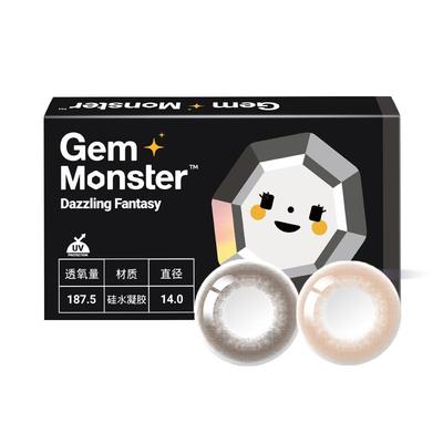 琦洛丽硅水凝胶美瞳月抛2片GemMonster彩色隐形眼镜明基官方正品