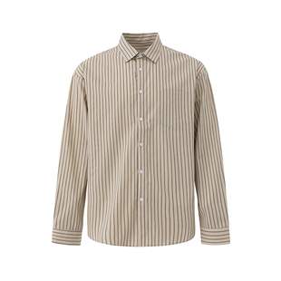 MRCYC慵懒风条纹长袖衬衫男士春季宽松休闲衬衣韩系潮流翻领外套