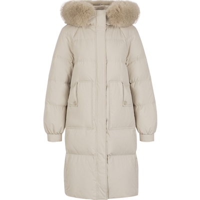 大毛领连帽羽绒服中长款衣香丽影