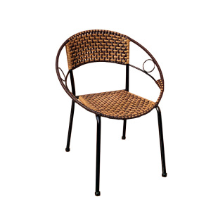 小藤椅单人靠背椅简约藤编椅子塑料儿童餐椅阳台家用成人编织圈椅