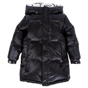 韦氏新款中大男儿童羽绒服深冬加厚双面穿纯色过膝中长款免洗