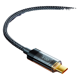 240W超级快充Type-c双头数据线数显适用于华为vivo苹果安卓笔记本电脑TC透明芯片PD66W闪充USB充电器线