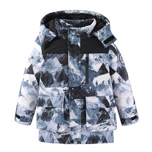 雪中飞童装蓄热儿童羽绒服男童中大童迷彩中长款加厚冬季户外外套