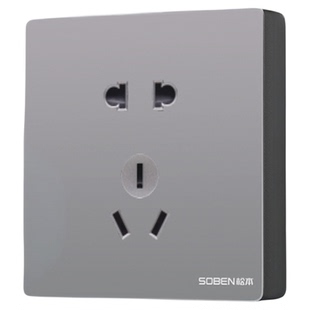 soben松本旗舰店A5灰五孔16a空调家用暗装86型开关插座面板多孔