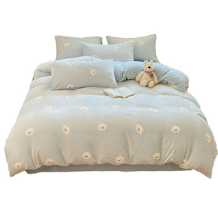 冬季加厚牛奶绒四件套单件床单秋冬加绒珊瑚绒被套法兰绒加绒被罩