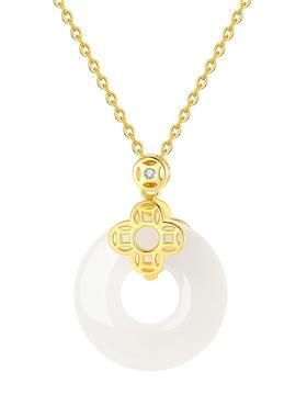 玉髓平安扣S925纯银项链