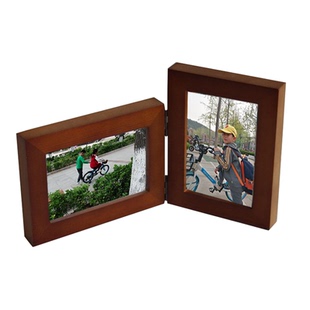 免费打印2张照片横竖折叠相框个性摆台咖啡色两方向组合像架订制