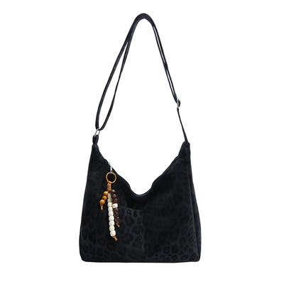 学院风豹纹复古大容量单肩托特包