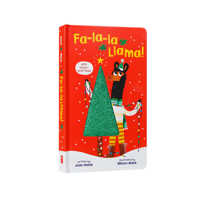 英文原版绘本Fa-La-La Llama 羊驼拉玛触摸书Baby Touch and Feel 宝宝触感认知圣诞节日图画故事书 幼儿英语启蒙绘本撕不烂纸板书