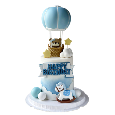 网红卡通热气球蛋糕装饰玩偶摆件