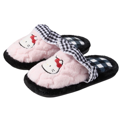 HelloKitty猫冬季家居室内棉拖鞋女可爱防滑kt拖鞋包头毛绒月子鞋
