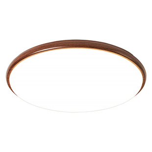 箭牌圆形卧室灯中古风胡桃木色简约现代房间吸顶灯护眼灯中山灯具