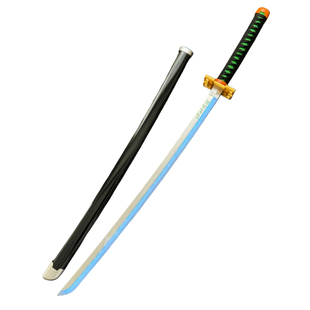 水柱富冈义勇日轮刀木质发光刀玩具刀鬼灭之刃周边动漫cosplay1:1