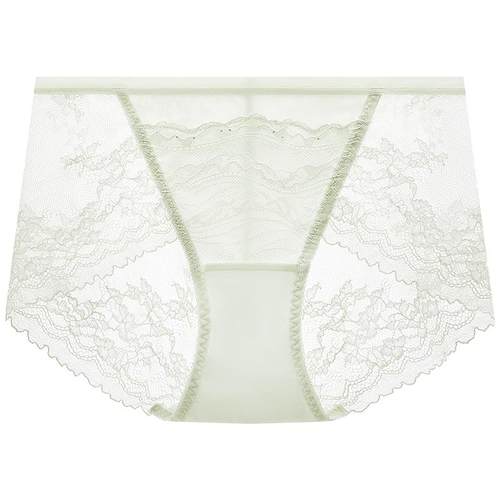 曼妮芬舒适中低腰低角裤女士内裤性感蕾丝抗菌内裆底裤20612433
