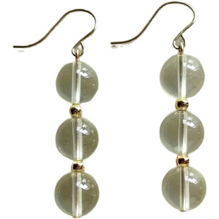 天然巴西冰透体柠檬晶耳环黄绿色水晶珠宝耳饰气质高级感设计耳夹