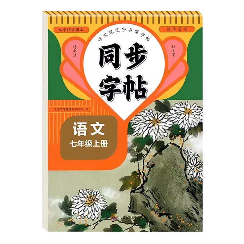 七年级上册下册语文字帖 七上语文字帖七年级语文字帖人教版七年级上册语文字帖小学升初一专用7上下语文字帖每日一练写字课课课练