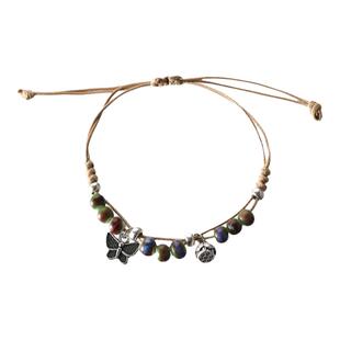 新款复古民族风文艺田园编织蝴蝶陶瓷手链女国风新中式学生手绳男