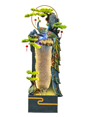 孔雀循环水幕墙落地招财