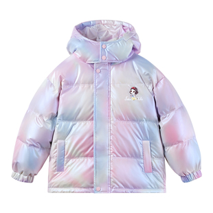 迪士尼童装女童羽绒服2025新款冬季女孩艾莎公主90白鸭绒加厚外套