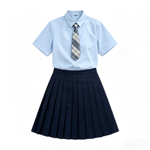 学院风班服蓝色衬衫裙子中学生大合唱演出服小学生高中毕业季制服