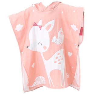 儿童浴巾斗篷游泳纯棉带帽夏季吸水速干浴袍可穿中大男女童沙滩巾