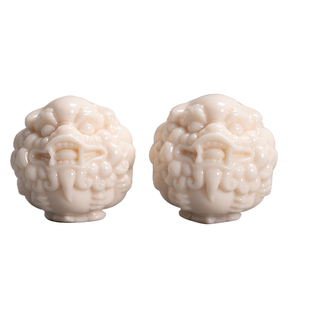 少林窑狮来运转核桃摆件高档白瓷工艺品少林寺文创装饰品桌面书柜