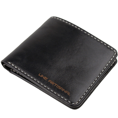 匠线line手工头层真皮短款钱包