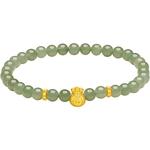 周六福黄金金镶玉手链和田青玉小福袋手串手饰文玩手串系列