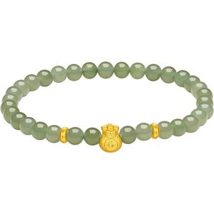 周六福黄金金镶玉手链和田青玉小福袋手串手饰文玩手串系列