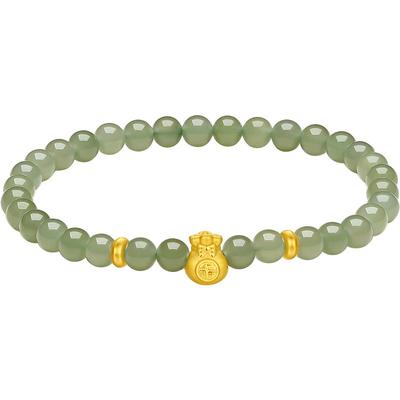 周六福黄金金镶玉小福袋手链