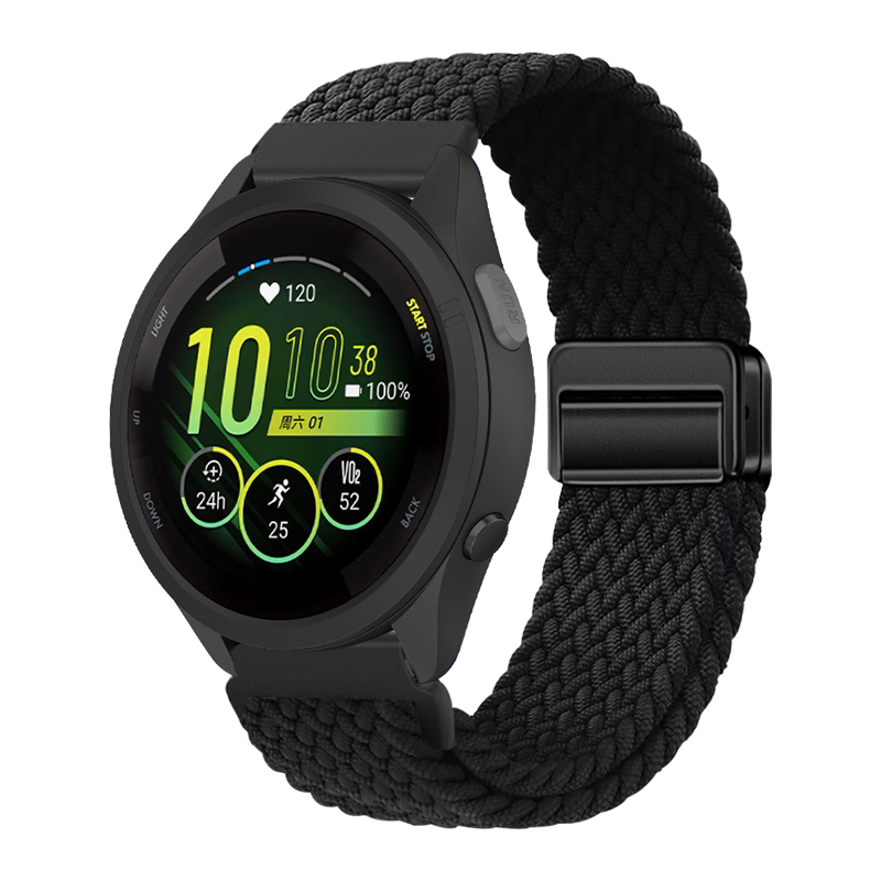 适用佳明Forerunner255/265/168/245/645Music表带尼龙编织磁吸扣Vivoactive3/4/Venu Sq/2plus/VivoMoveLuxe