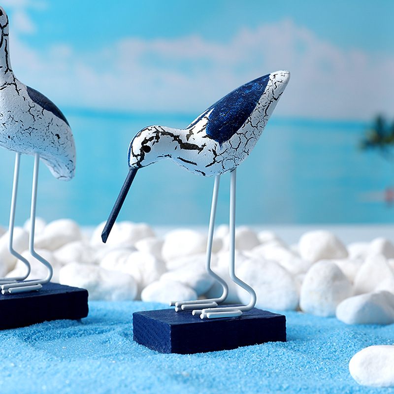 创意地中海裂纹海鸟模型海洋摆电视柜海鸥摆件装饰风格木质家居台