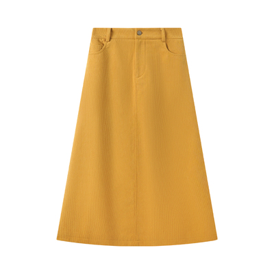 Even一雯【明媚和弦】韩系高智感复古日常通勤百搭灯芯绒长短半裙