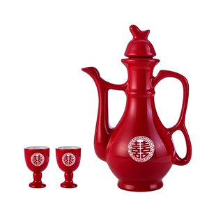 结婚敬酒杯套装小号一对新款婚宴新婚敬酒壶酒杯婚礼红色交杯酒