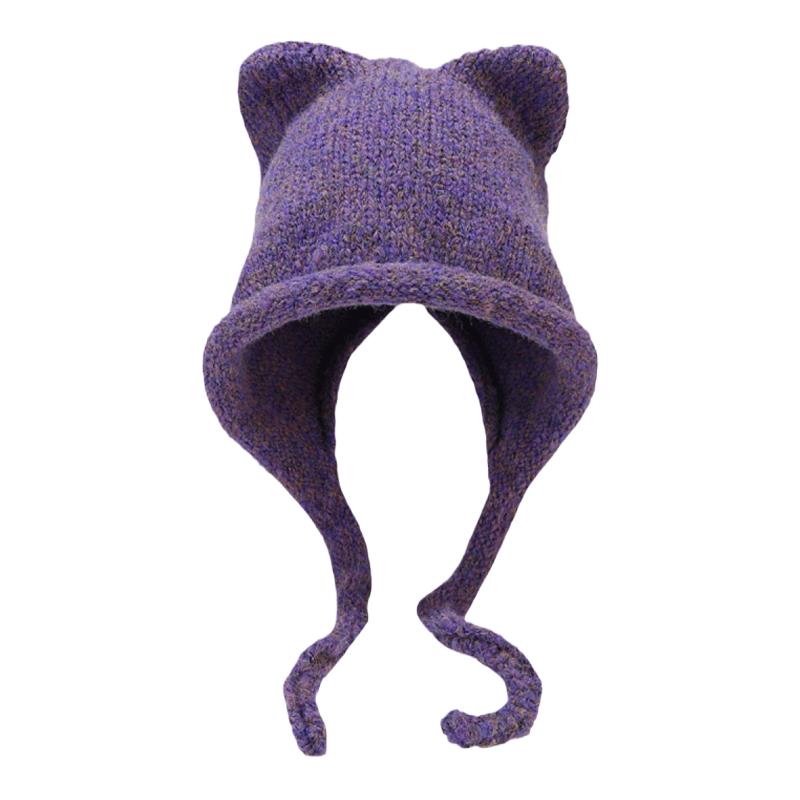 韩版时尚猫耳朵针织毛线帽女冬季