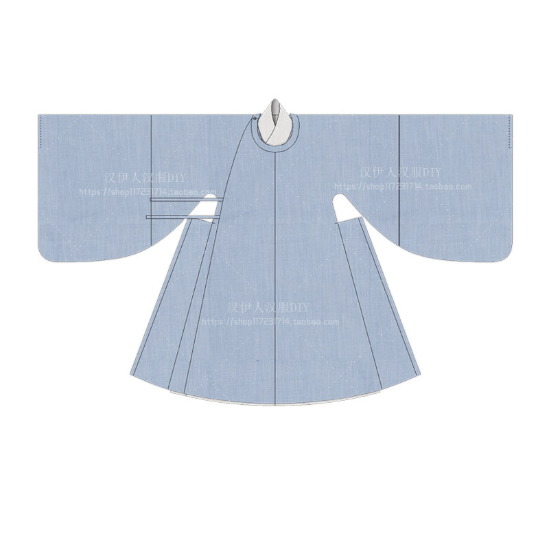 1：1实物纸样汉服打版对襟齐胸襦裙上衣 汉伊人半臂纸样02手工DIY