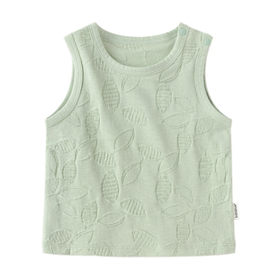 babylove宝宝背心夏季薄款透气纯棉婴儿无袖t恤纯色百搭上衣夏装