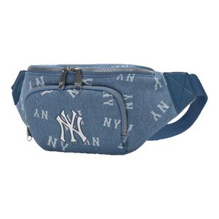 MLB官方腰包男女包2025新款NY老花运动包牛仔单肩背包3AHSM034N