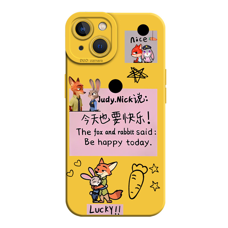 今天也要快乐适用小米17promax手机壳note15pro+尼克狐14红米k90k80至尊k70k60朱迪疯狂13动物城12s情侣11/10