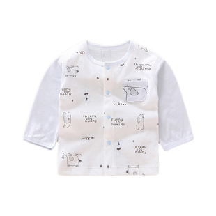 新生婴儿上衣夏季薄款纯棉睡衣无骨全棉宝宝内衣夏天长袖空调开衫